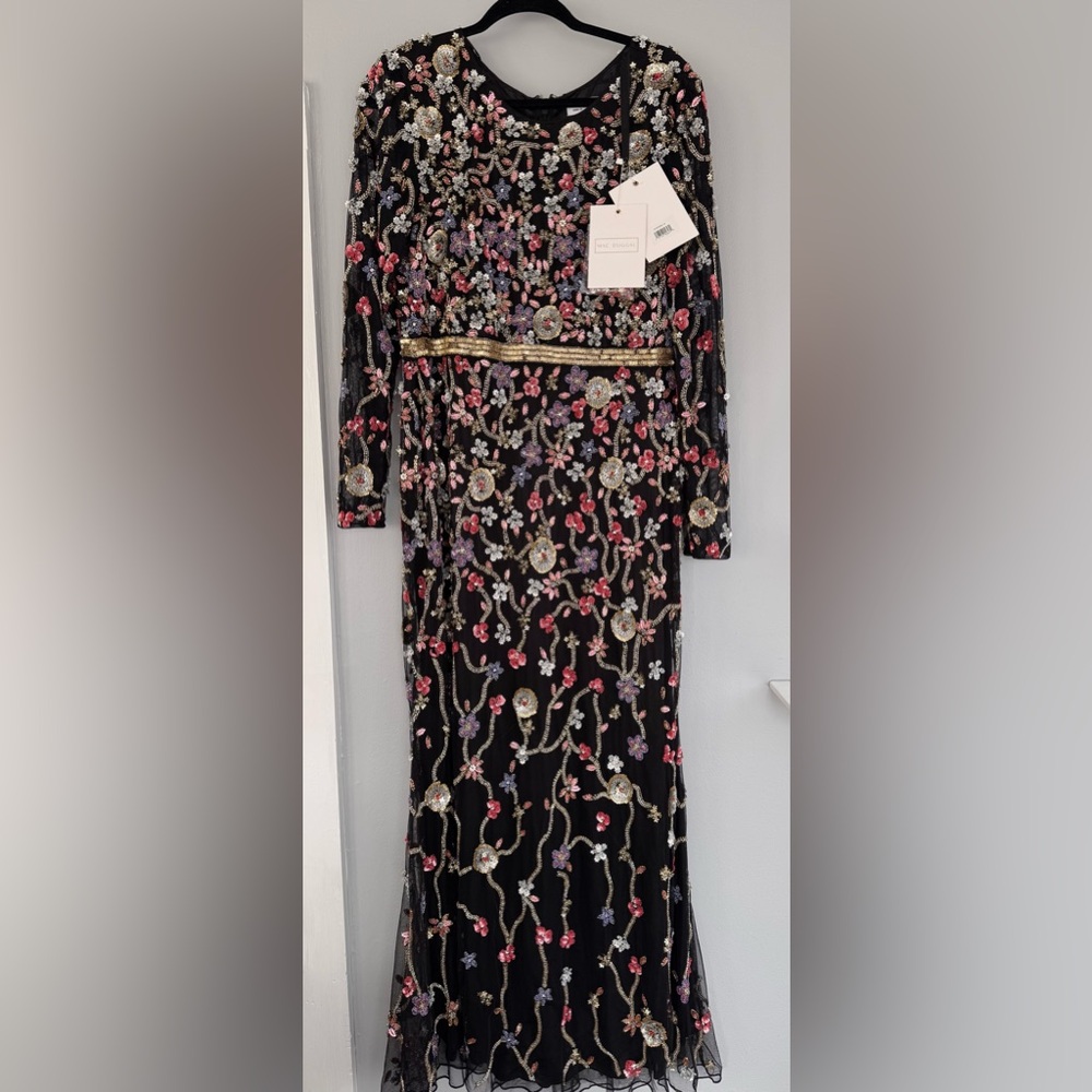 Mac Duggal size 14 Long Sleeve Embellished Mesh Gown - Picture 4 of 13